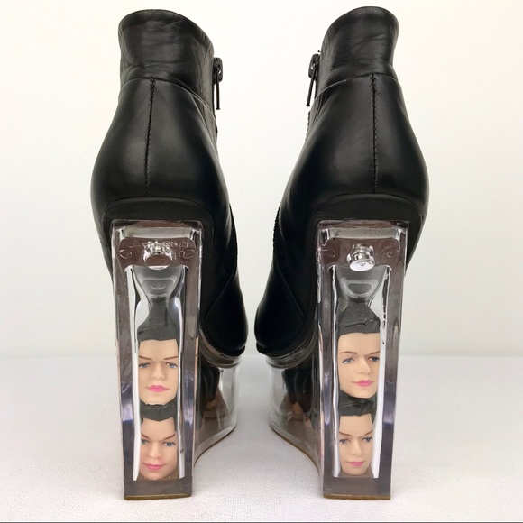 Jeffrey Campbell Black Icy Man Head Lucite Bootie - Picture 6 of 8